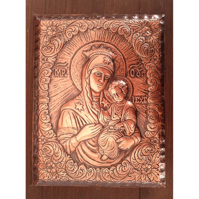 Copper Icon Virgin Mary Ukrainian