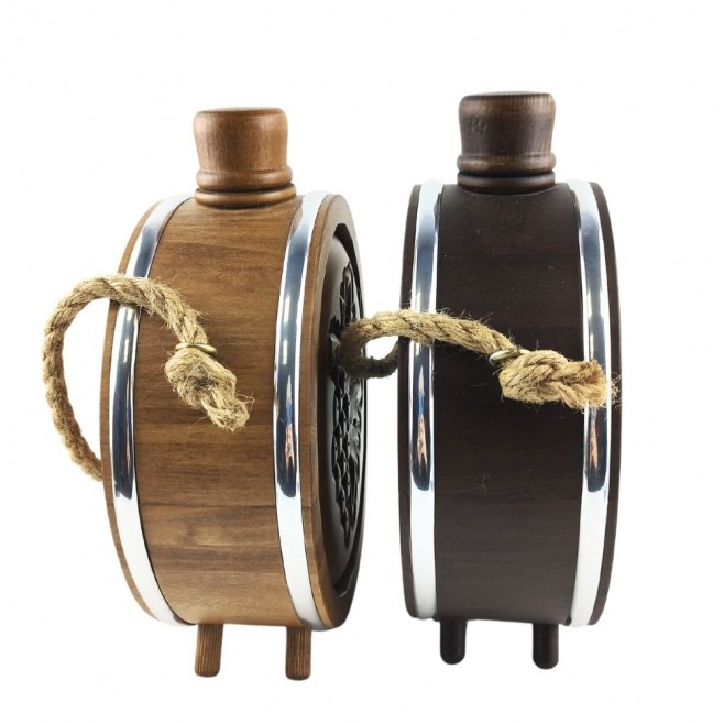 Wood-carved vessel Balkitsa with a glass container 500 ml