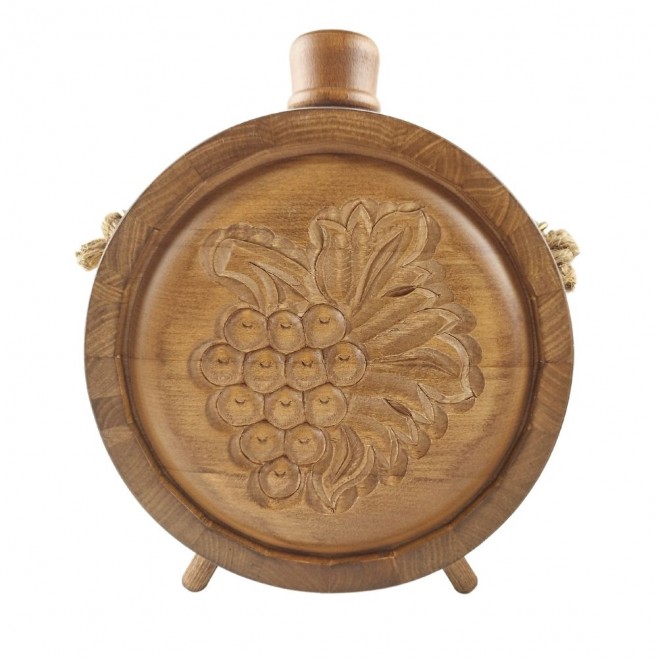Wood-carved vessel Balkitsa with a glass container 500 ml