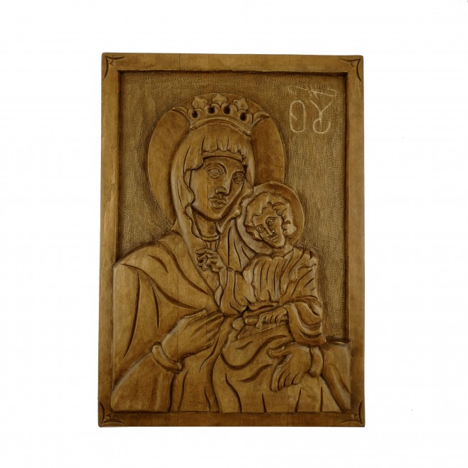 Icon Woodcarving of the Holy Mother with Jesus