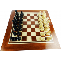 Комплект шах и табла, 48 см, естествен фурнир махагон и бук