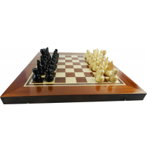 Комплект шах и табла, 48 см, естествен фурнир махагон и бук