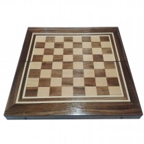 Кутия за шах и табла с естествен фурнир тъмен орех и бук 34 см