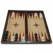 Chess and backgammon set 34 cm, natural mahogany and beech veneer