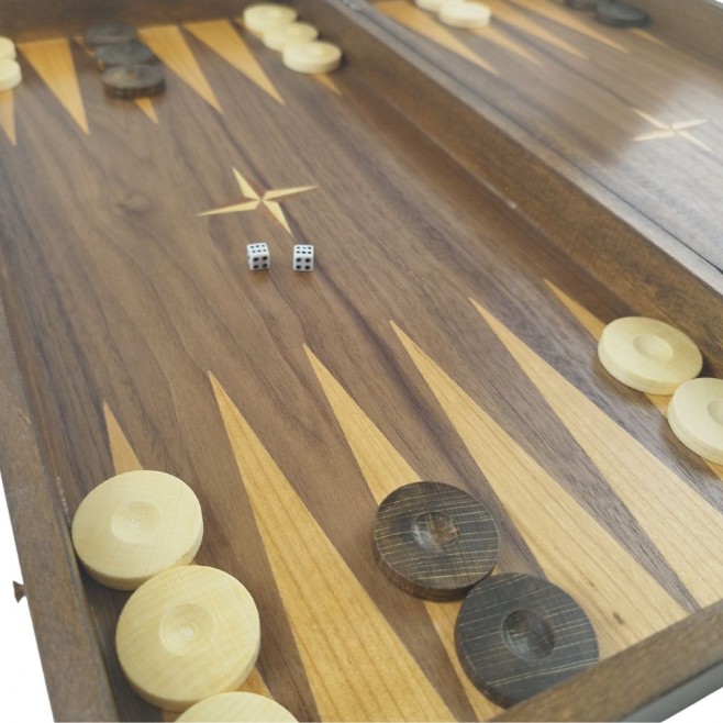 Chess and backgammon set 48 см - natural veneer with unique variations