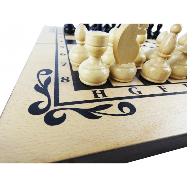 Chess and backgammon set 34 cm, beech screen printing