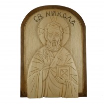 Icon Woodcarving Saint Nicholas oval