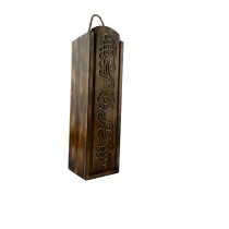 Wine box with woodcarving, smoky effect