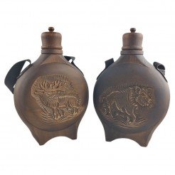 Wooden Baklitsa with Hunting Motifs and glass container