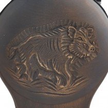 Wooden Baklitsa with hunting motifs and glass container