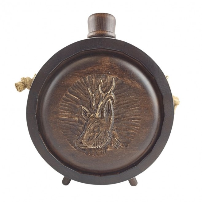 Woodcarved Vessel - Baklitsa, for a master hunter with a glass container 500 ml