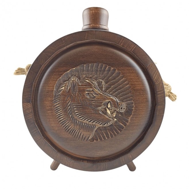 Woodcarved Vessel - Baklitsa, for a master hunter with a glass container 500 ml
