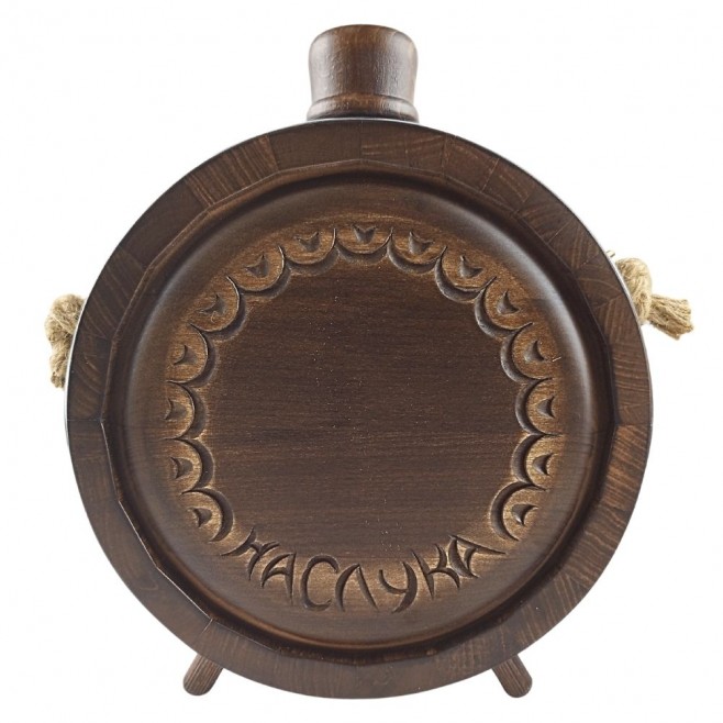 Woodcarved Vessel - Baklitsa, for a master hunter with a glass container 500 ml