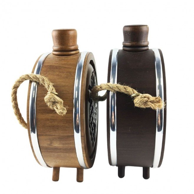 Wood-carved vessel Balkitsa with a glass container 500 ml