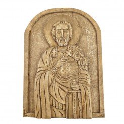 Woodcarving Icon Saint Mina oval