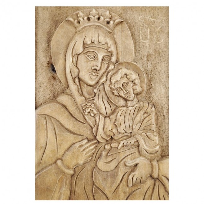 Icon Woodcarving of the Holy Mother with Jesus