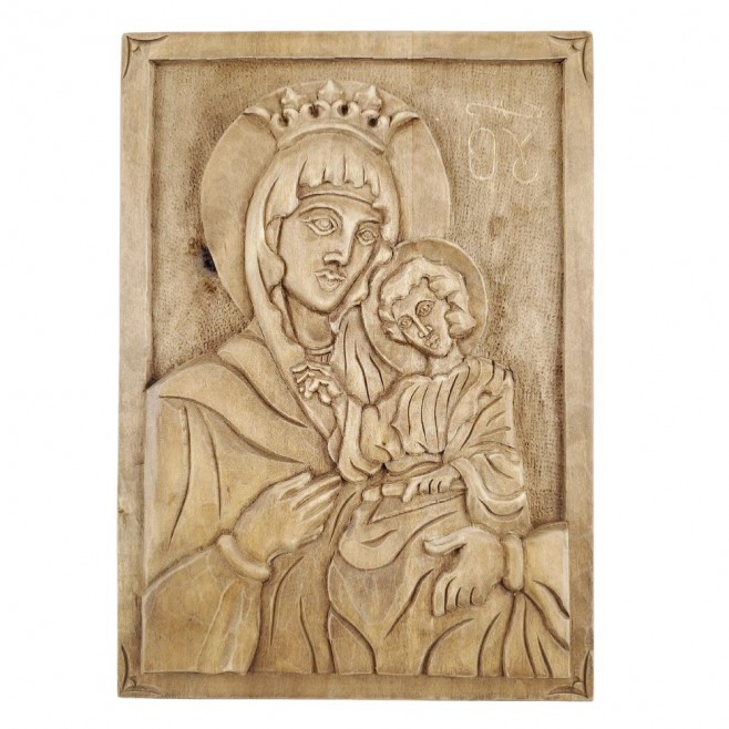 Icon Woodcarving of the Holy Mother with Jesus