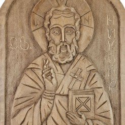 Icon Woodcarving Saint Nicholas oval
