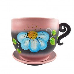 КЕРАМИЧНА САКСИЯ С ПОДЛОЖКА ЗА ЦВЕТЯ