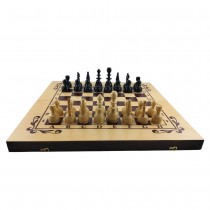 Chess and backgammon set 48, beech, screen printing