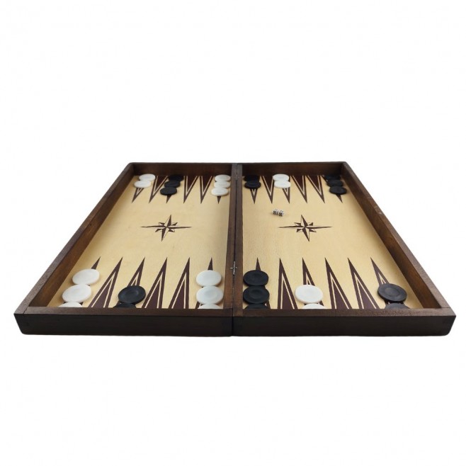 Chess and backgammon set 48, beech, screen printing