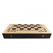 Chess and backgammon set 48, beech, screen printing