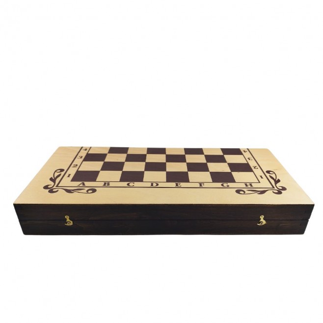 Chess and backgammon set 48, beech, screen printing