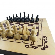 Chess and backgammon set 48, beech, screen printing