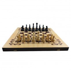 Chess and backgammon set 48, beech, screen printing