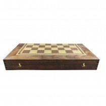 Chess and backgammon set 48 cm, natural veneer dark walnut and beech