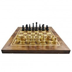 Chess and backgammon set 48 cm, natural veneer dark walnut and beech