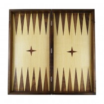 Chess and backgammon set 48 cm, natural veneer dark walnut and beech