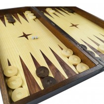 Chess and backgammon set 48 cm, natural veneer dark walnut and beech
