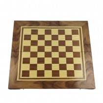 Chess and backgammon set 48 cm, natural veneer dark walnut and beech