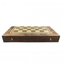 Chess and backgammon set 48 cm, natural veneer dark walnut and beech