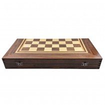 Chess and backgammon set 48 cm, natural veneer dark walnut and beech