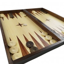 Chess and backgammon set, 48 cm, natural mahogany and beech veneer