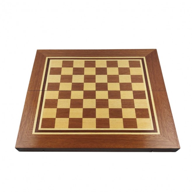 Chess and backgammon set, 48 cm, natural mahogany and beech veneer