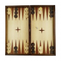 Chess and backgammon set, 48 cm, natural mahogany and beech veneer
