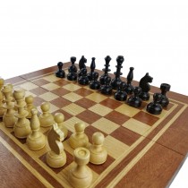 Chess and backgammon set, 48 cm, natural mahogany and beech veneer