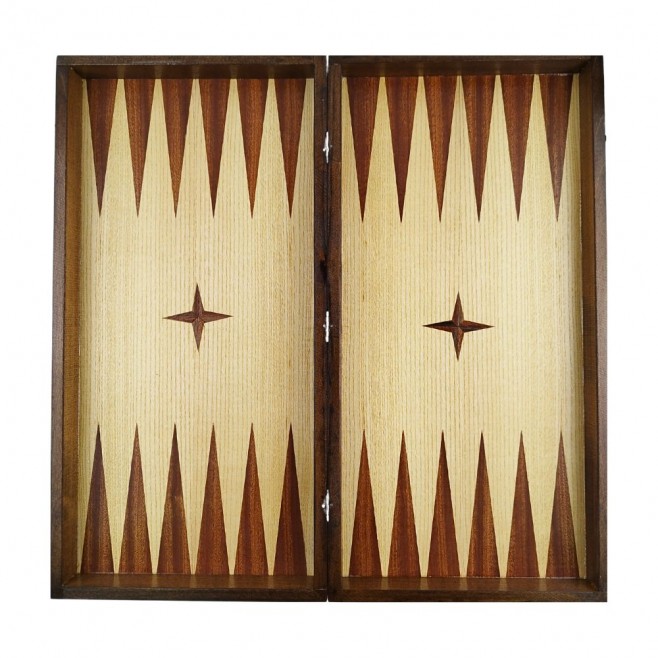 Chess and backgammon set, 48 cm, natural mahogany and beech veneer