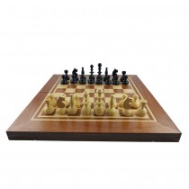 Chess and backgammon set, 48 cm, natural mahogany and beech veneer