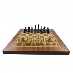 Chess and backgammon set, 48 cm, natural mahogany and beech veneer