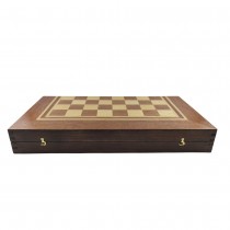 Chess and backgammon set, 48 cm, natural mahogany and beech veneer