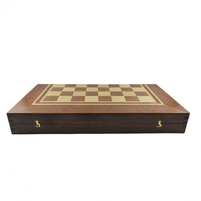 Chess and backgammon set, 48 cm, natural mahogany and beech veneer