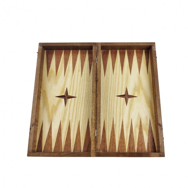 Chess and backgammon set 34 cm, natural mahogany and beech veneer