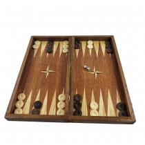 Chess and backgammon set 34 cm, natural mahogany and beech veneer