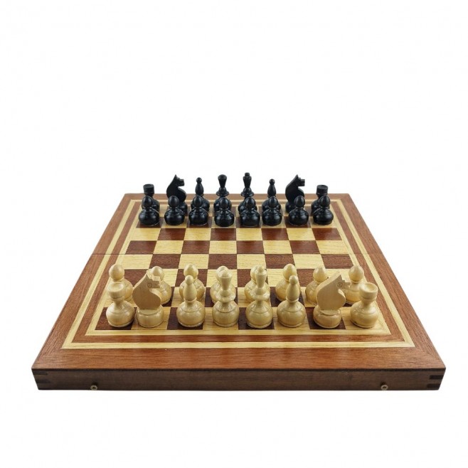 Chess and backgammon set 34 cm, natural mahogany and beech veneer