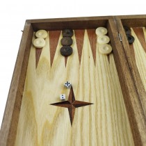 Chess and backgammon set 34 cm, natural mahogany and beech veneer