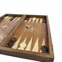 Chess and backgammon set 34 cm, natural mahogany and beech veneer
